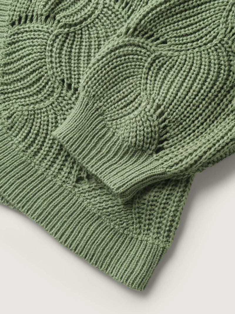 Cut-Out Textured Tie Knit Cardigan