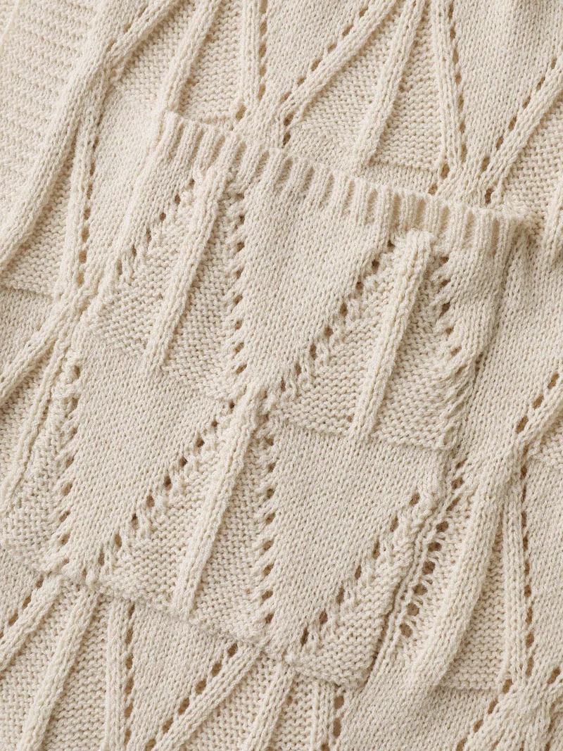 Textured Cut-Out Slit Pockets Knit Cardigan