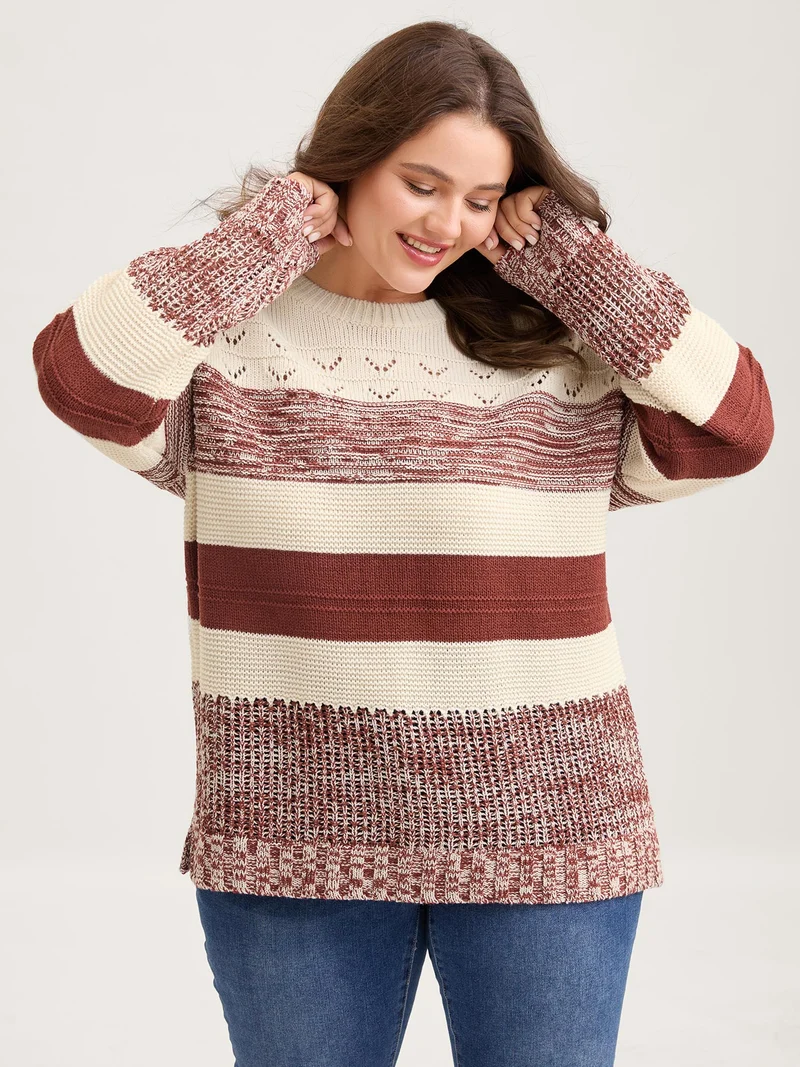 Color Block Textured Cut-Out Sweatshirt
