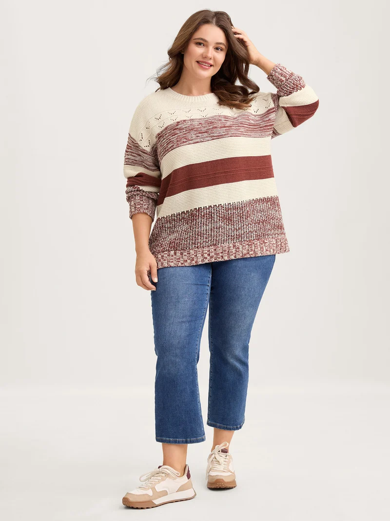 Color Block Textured Cut-Out Sweatshirt