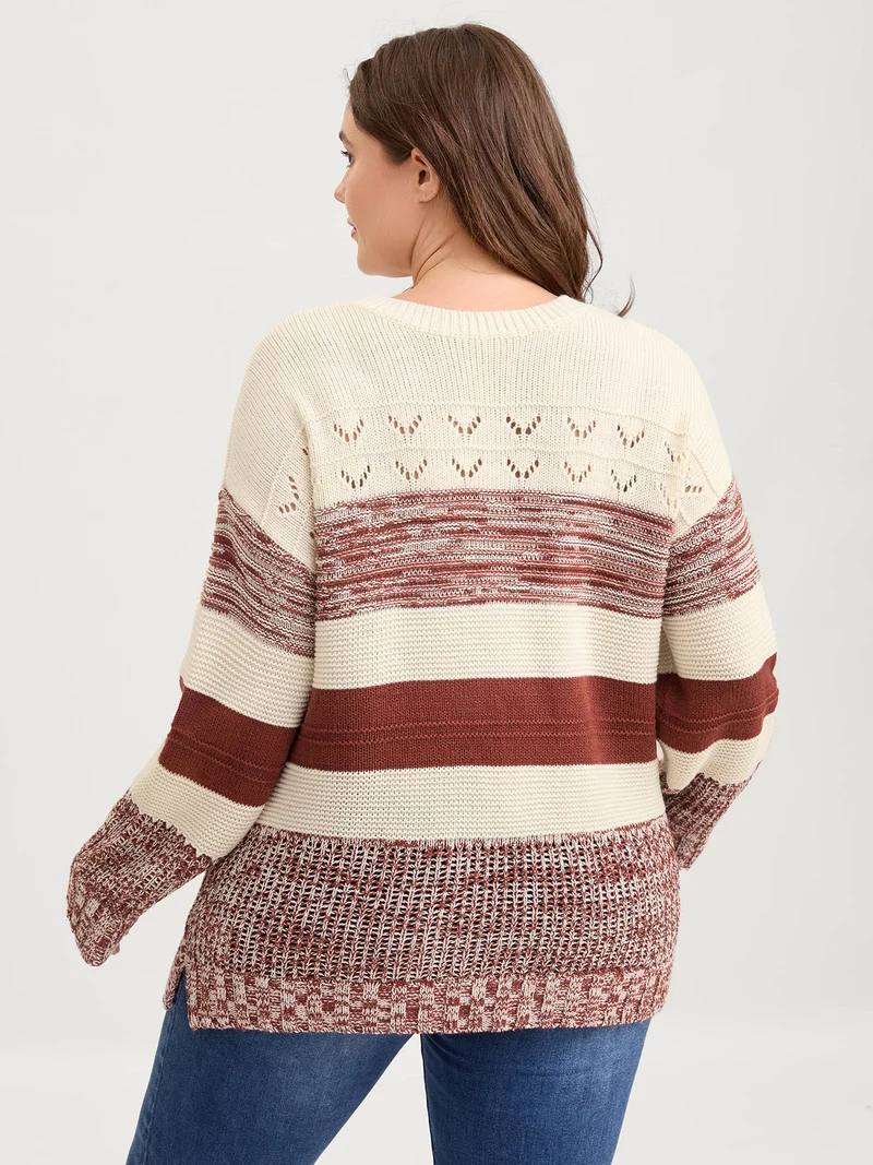 Color Block Textured Cut-Out Sweatshirt