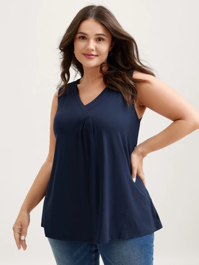 Supersoft Pleated V-Neck Tank Top