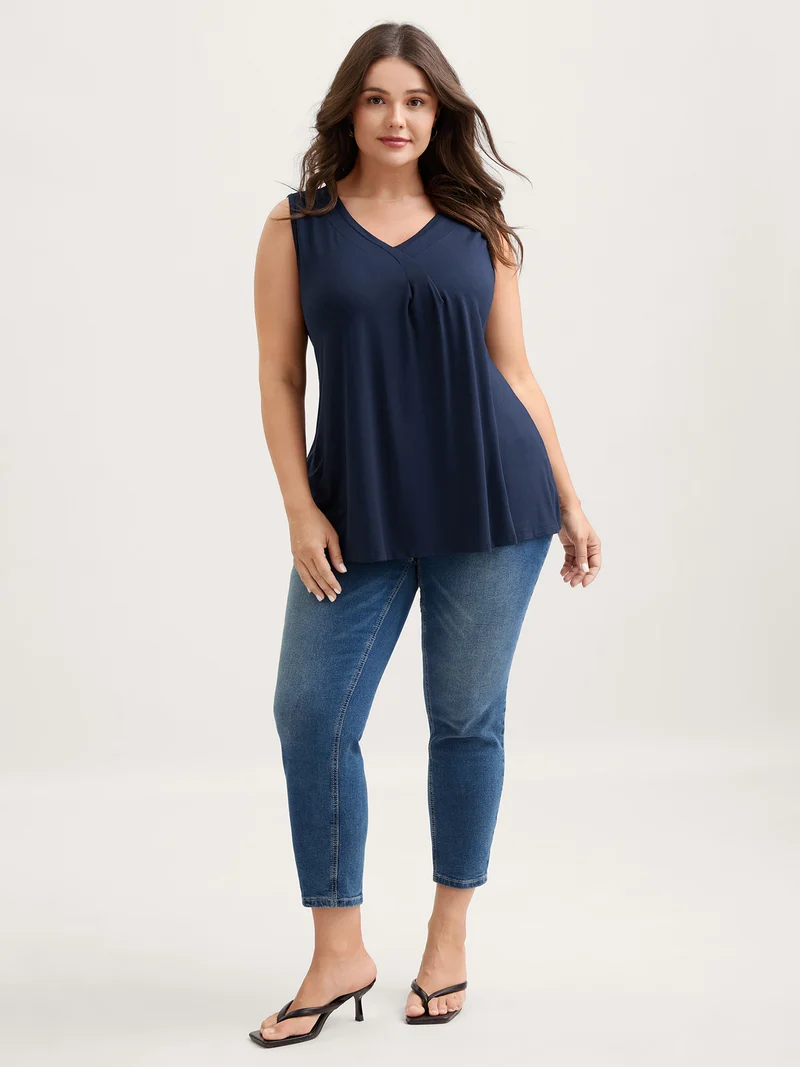 Supersoft Pleated V-Neck Tank Top
