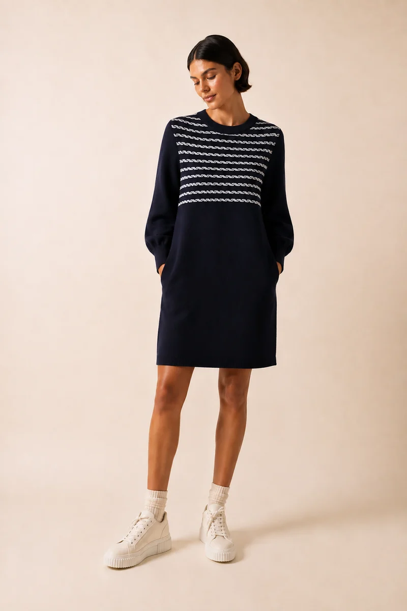 Robe Sana en tricot à motif contrastant