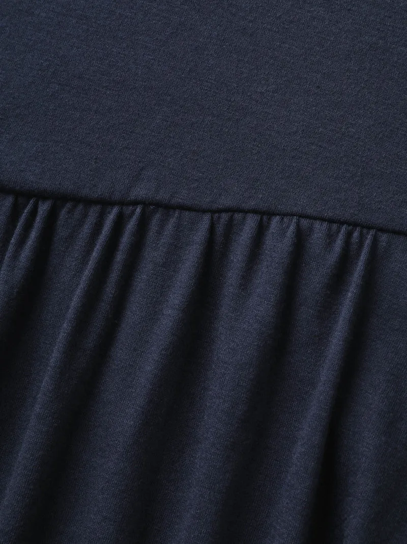 Scoop Neck Stretch Solid Pockets Midi Dress