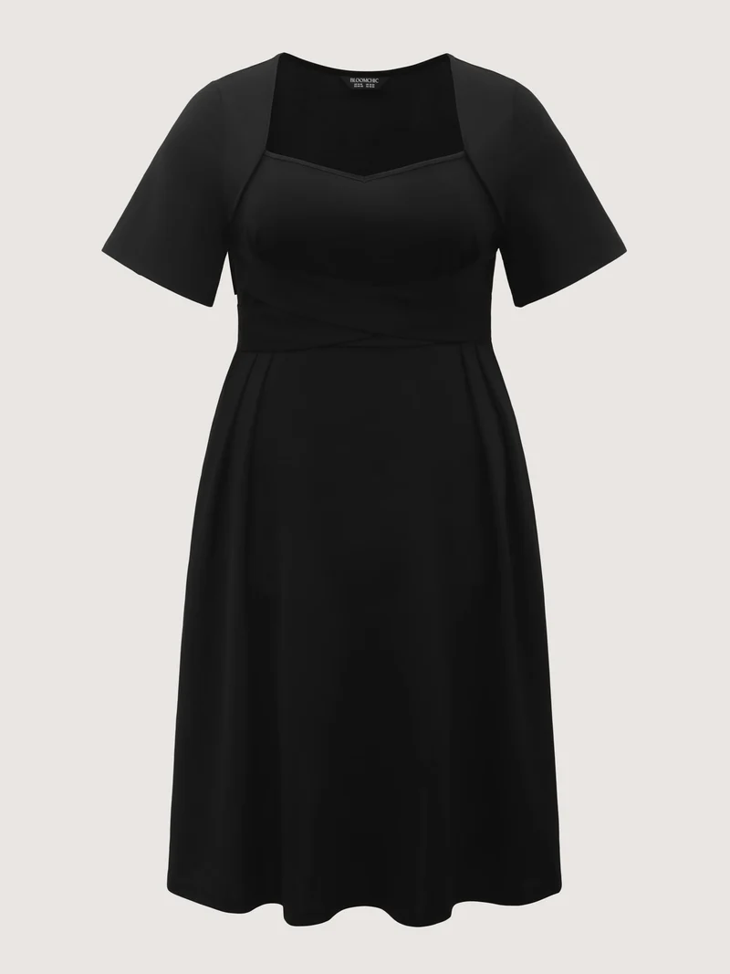 Super Stretchy Overlap Waist Midi Dress
