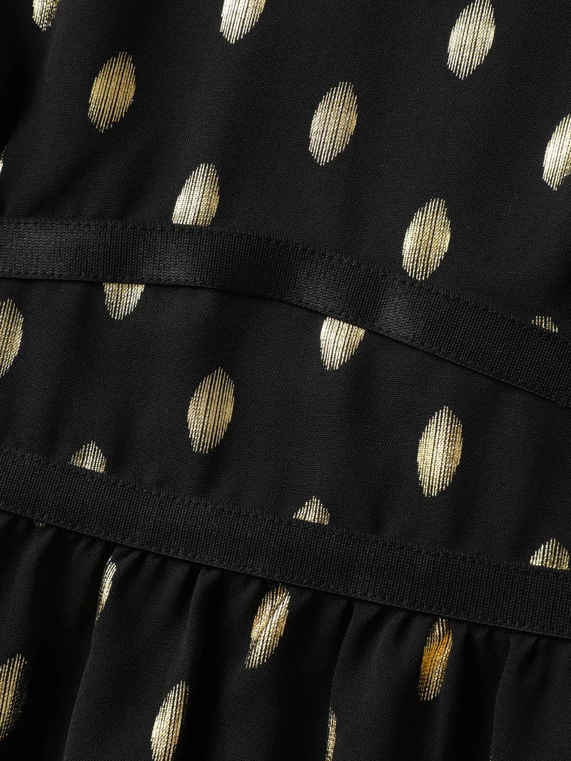 Shimmery Sequin Polka Dots Waist-Cinched Blouse