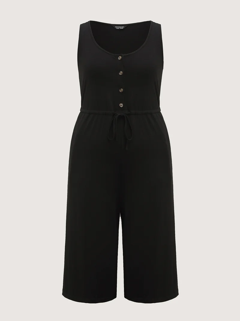 Supersoft Waist Drawstring Pockets Jumpsuit