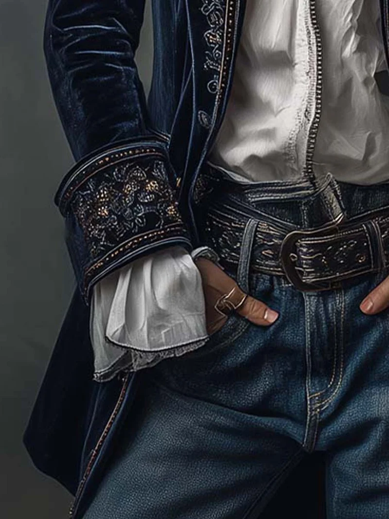 Marguerite | Navy Embroidered Longline Jacket