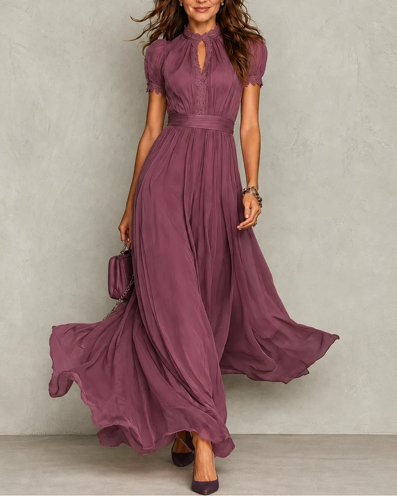Zoey | Ruffle Neck Pleated Dress for Women