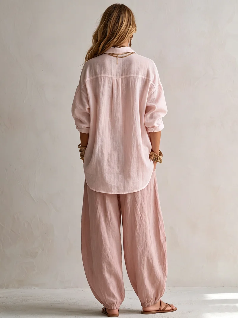 Harper | Relaxed Linen-Look shirt & pants Set