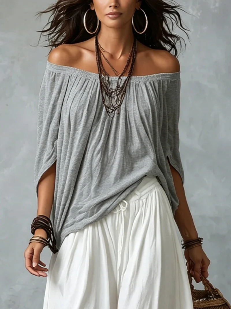 Amelia | Off-Shoulder Top & Lantern Pants Set