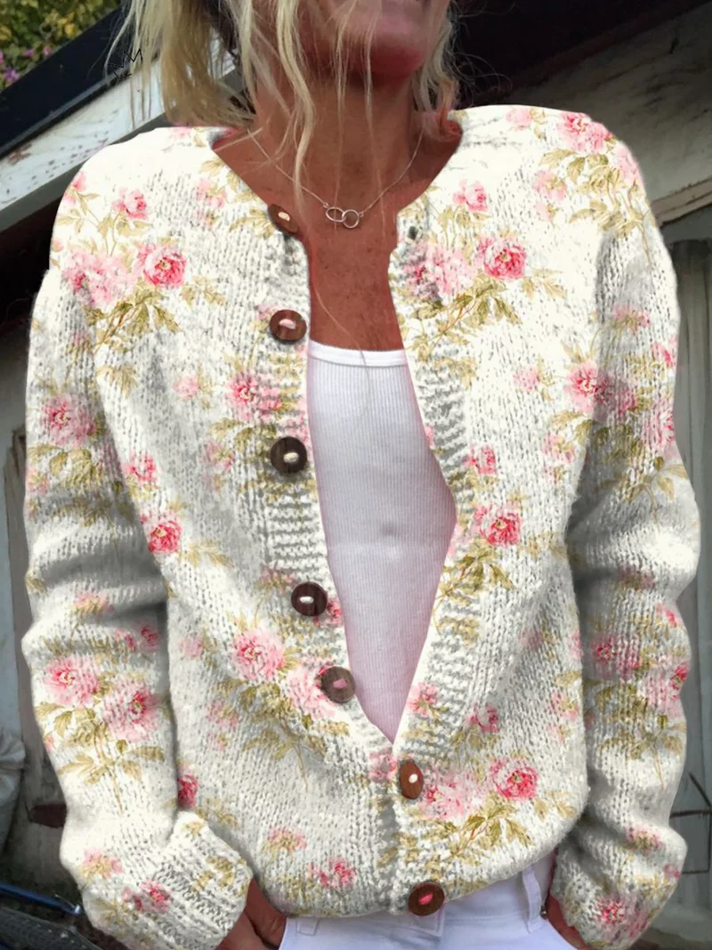 Kerensa | Vintage Floral Knit Cardigan