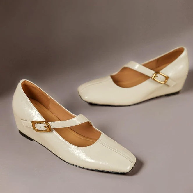Viora | Genuine Leather Mary Jane Heels with Buckle Strap