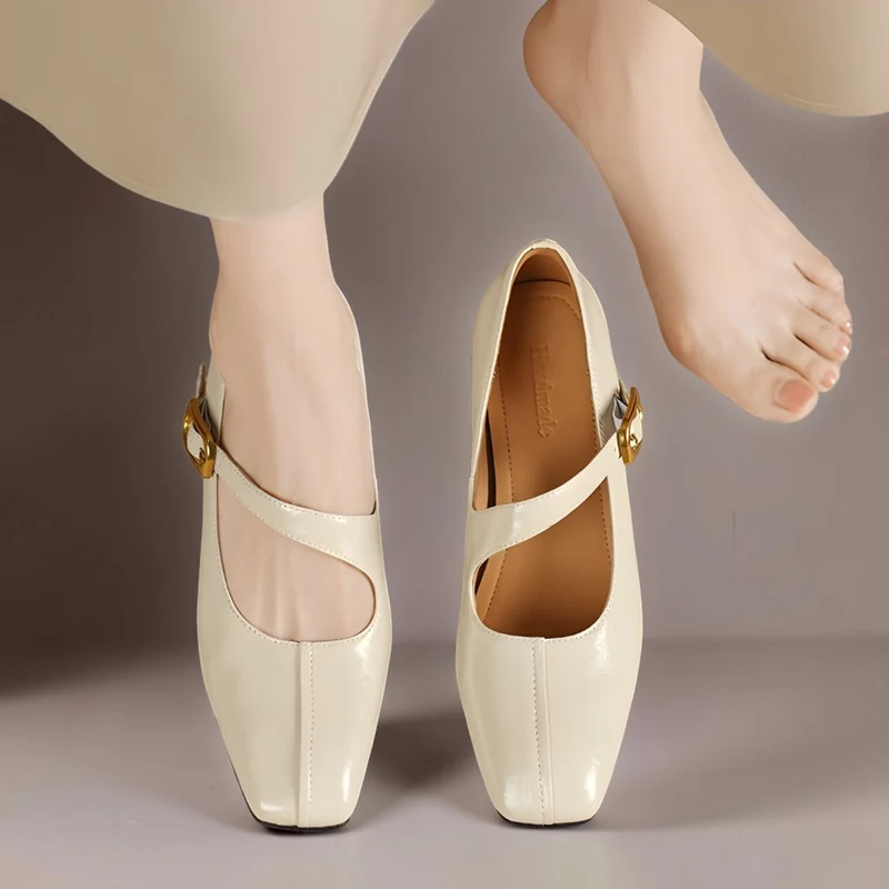 Viora | Genuine Leather Mary Jane Heels with Buckle Strap