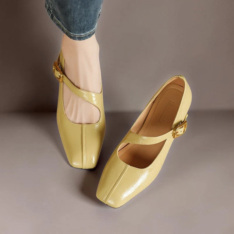 Viora | Genuine Leather Mary Jane Heels with Buckle Strap