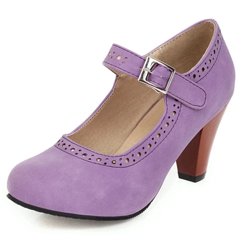 Genevieve | Colourful Mary Jane Heels with Adjustable Strap