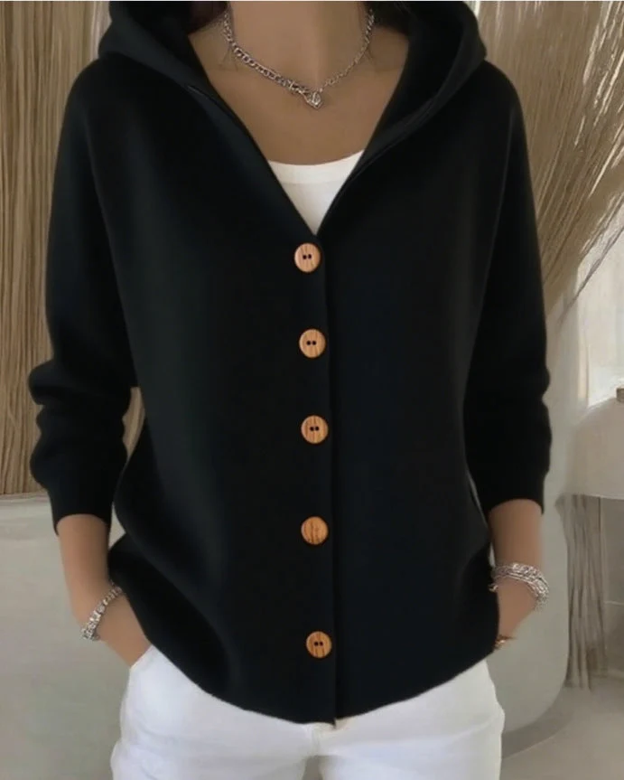 Darienne | Hooded Button-Up Knit Cardigan