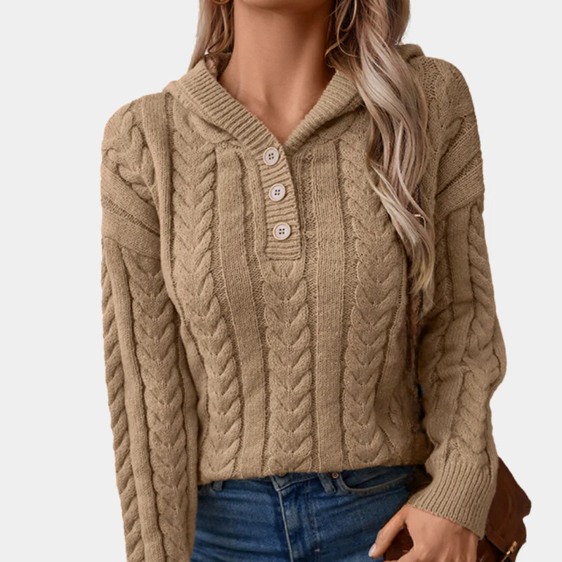 SAMANTHA - Pull Tricoté à Capuche pour Femmes