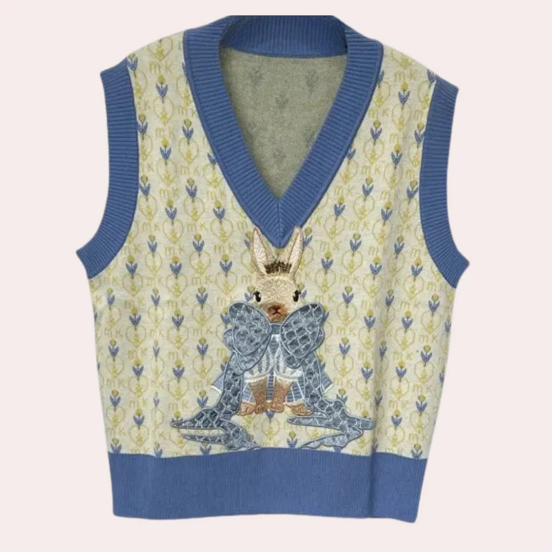 HENRICA - Gilet Tricoté Décoré pour Femmes