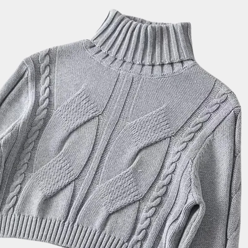 DONNA - Pull Crop Col Roulé Elégant pour Femmes