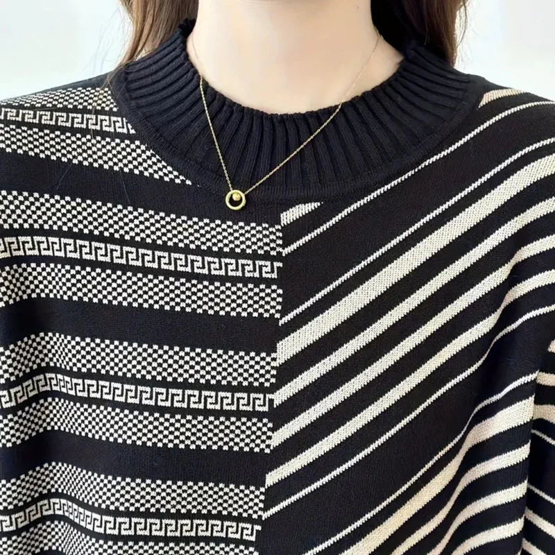 DIANELLA - Robe tricotée ample à rayures tendance pour femmes