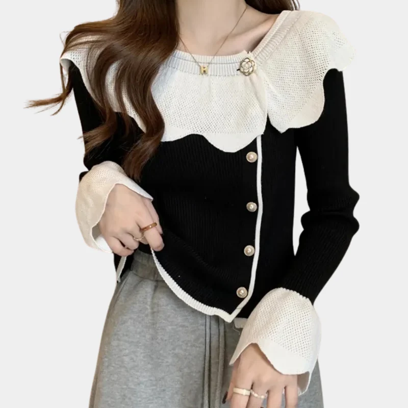 CHARNITA - Pull Raffiné à Col pour Femmes