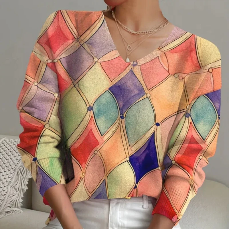 LAUREN - Pull en V Éclatant pour Femmes