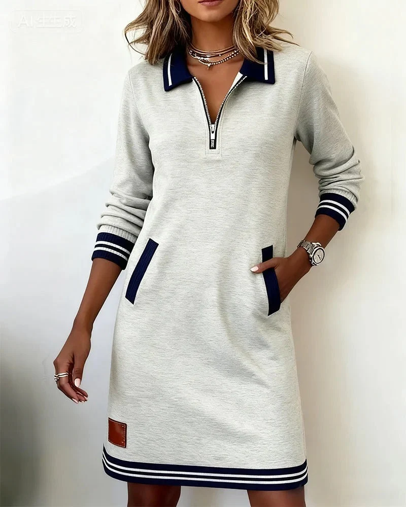Lilou | Robe Sweatshirt à Col Zippé