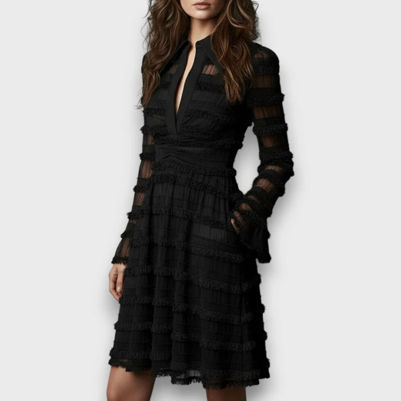 Perla | Robe Midi avec Franges Transparentes