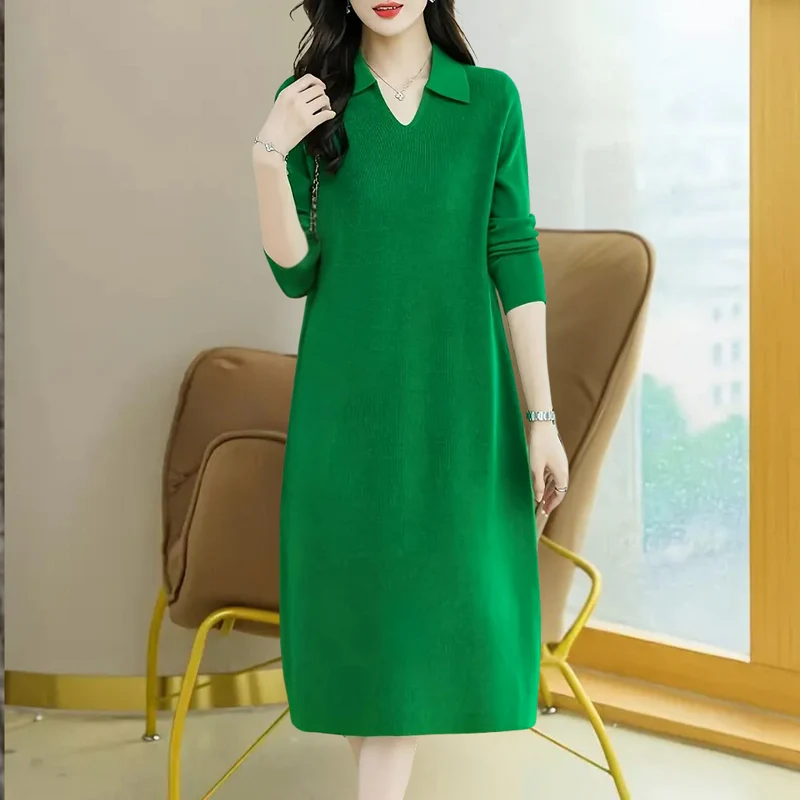 LUSINE - Robe Midi Tricotée Luxueux pour Femmes
