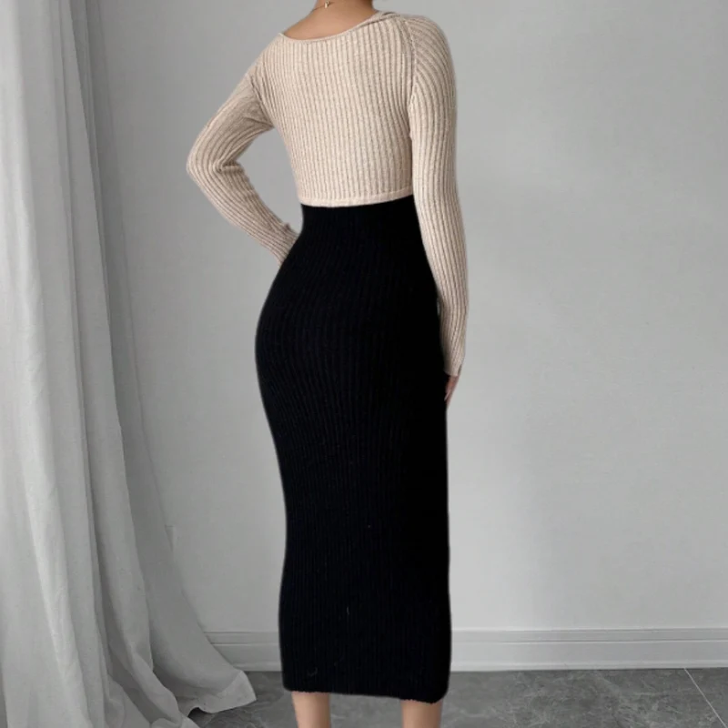 SABIN - Robe Élancée à Manches Longues pour Femmes