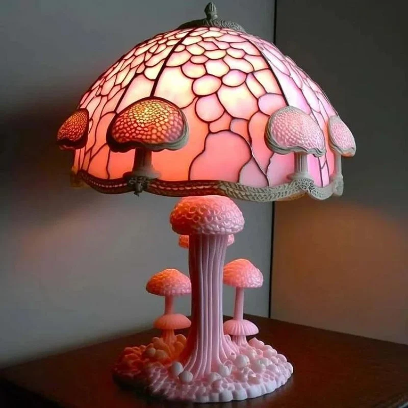 Lampe en verre coloré avec motifs floraux