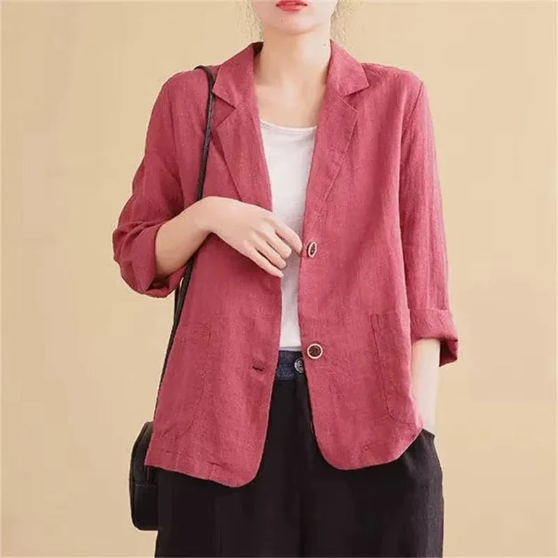 Veste de Blazer Femme Élégante en Lin
