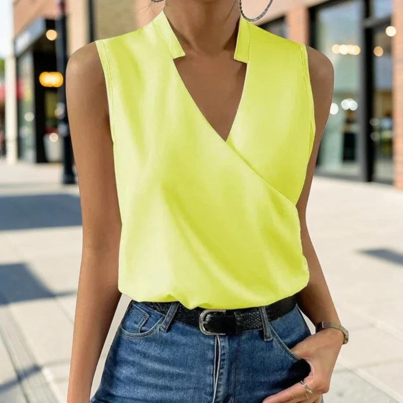 Débardeur Femme Chic à Col V Croisé