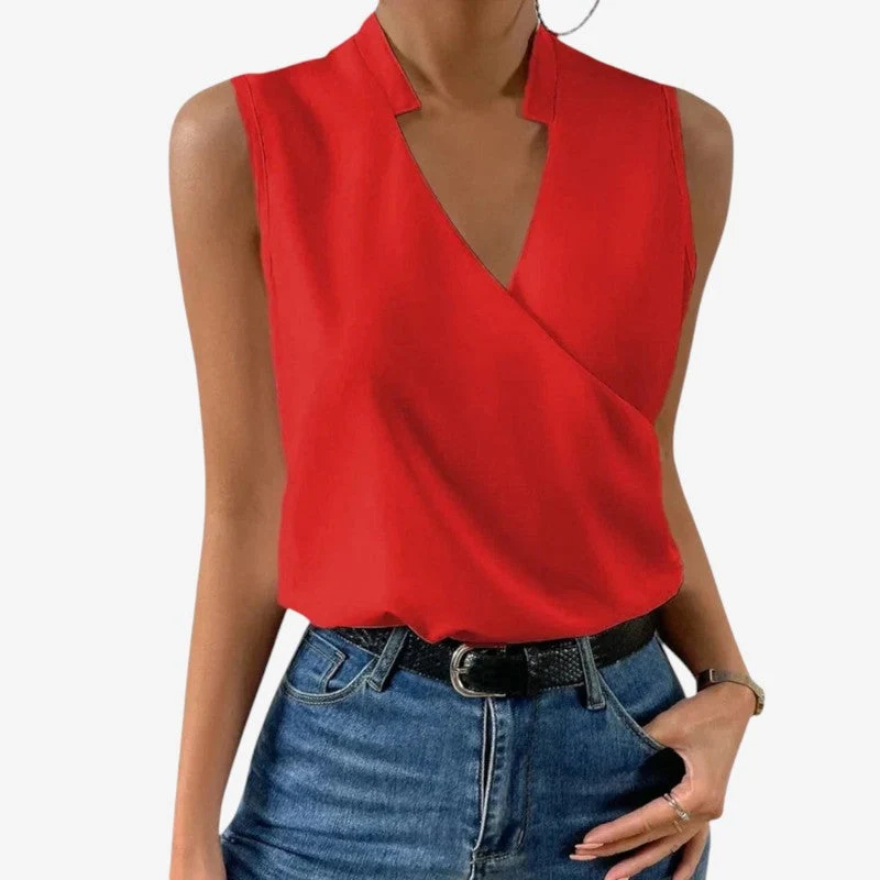 Débardeur Femme Chic à Col V Croisé