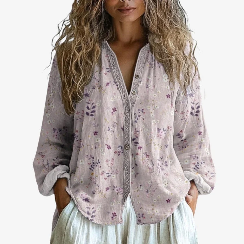 Blouse Femme Imprimée Bohème avec Détails