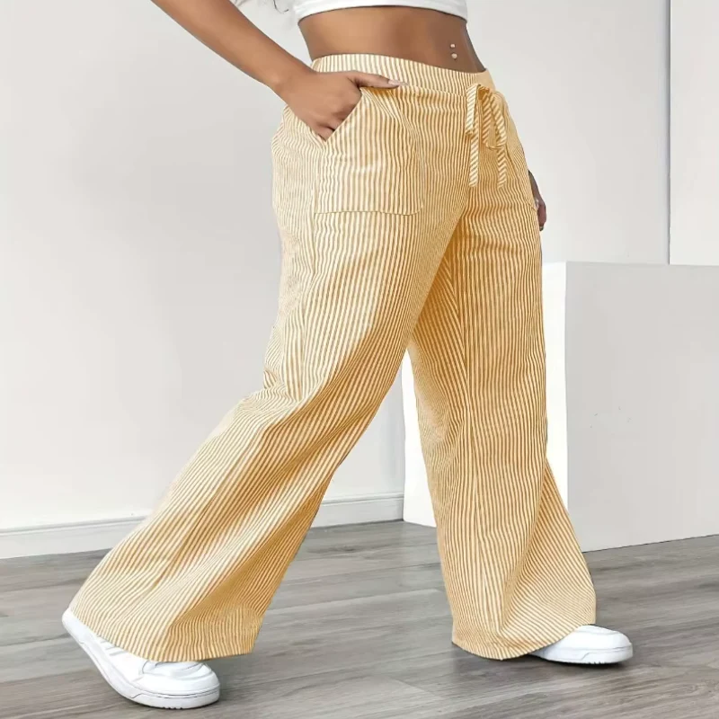 Pantalon Femme Décontracté Rayé à Jambes Larges