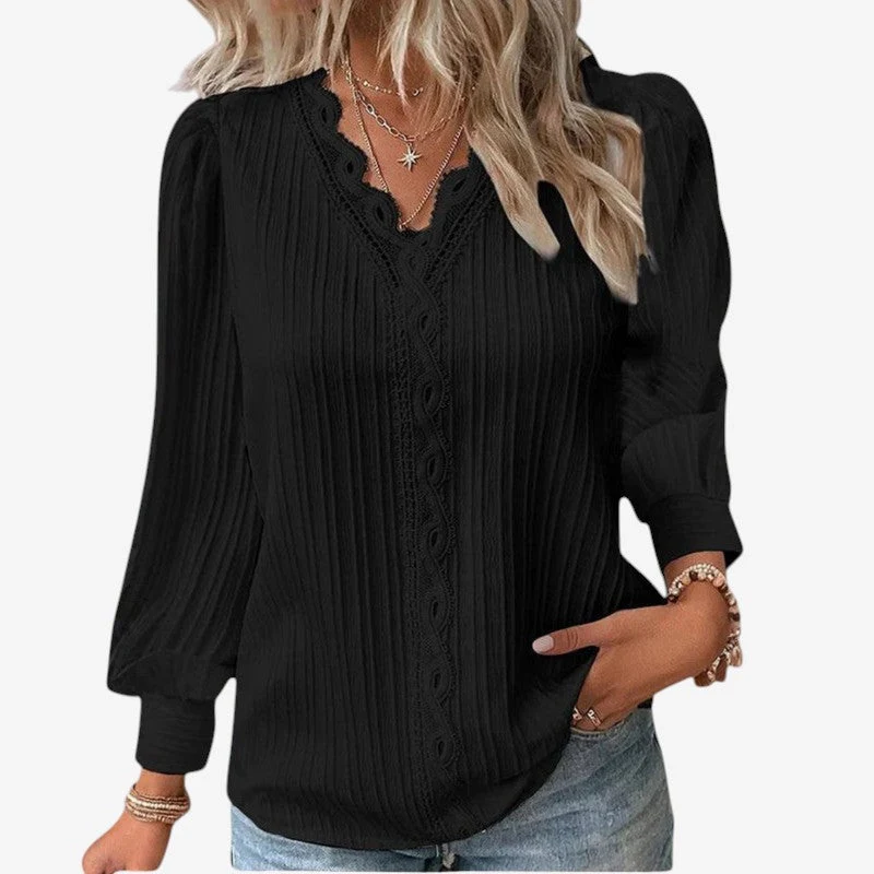 Blouse Femme Plissée Élégante Col V