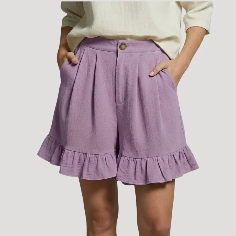 Short Femme Taille Haute avec Volants