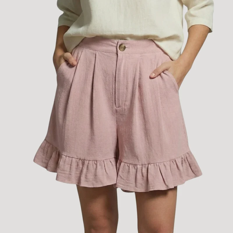 Short Femme Taille Haute avec Volants