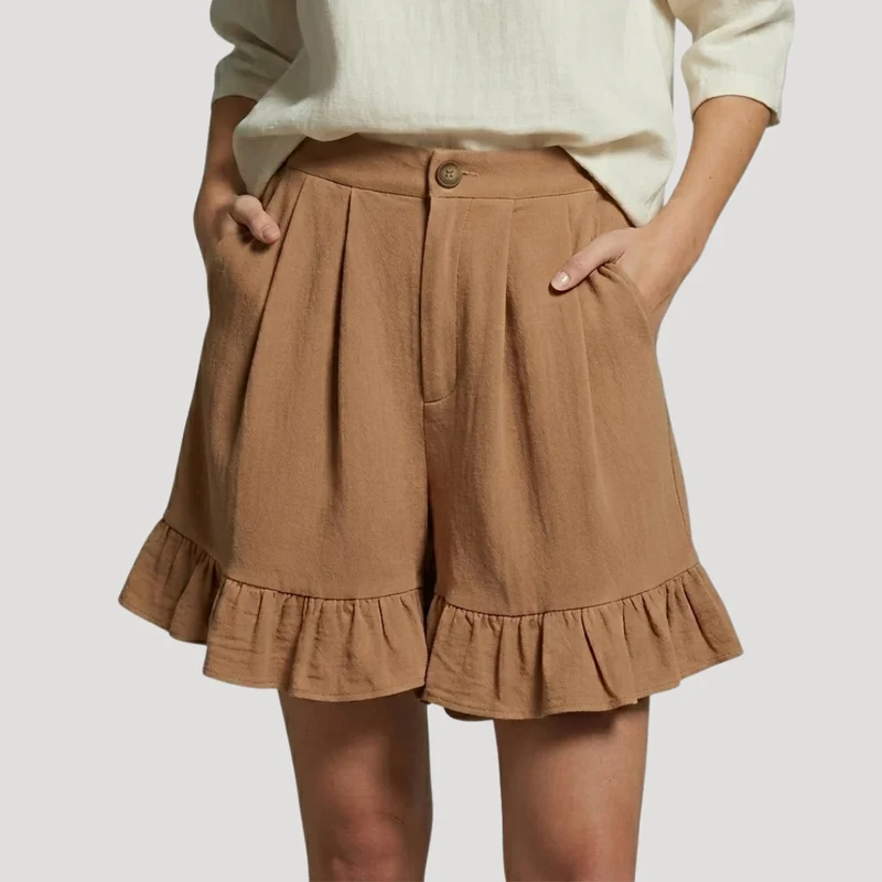 Short Femme Taille Haute avec Volants