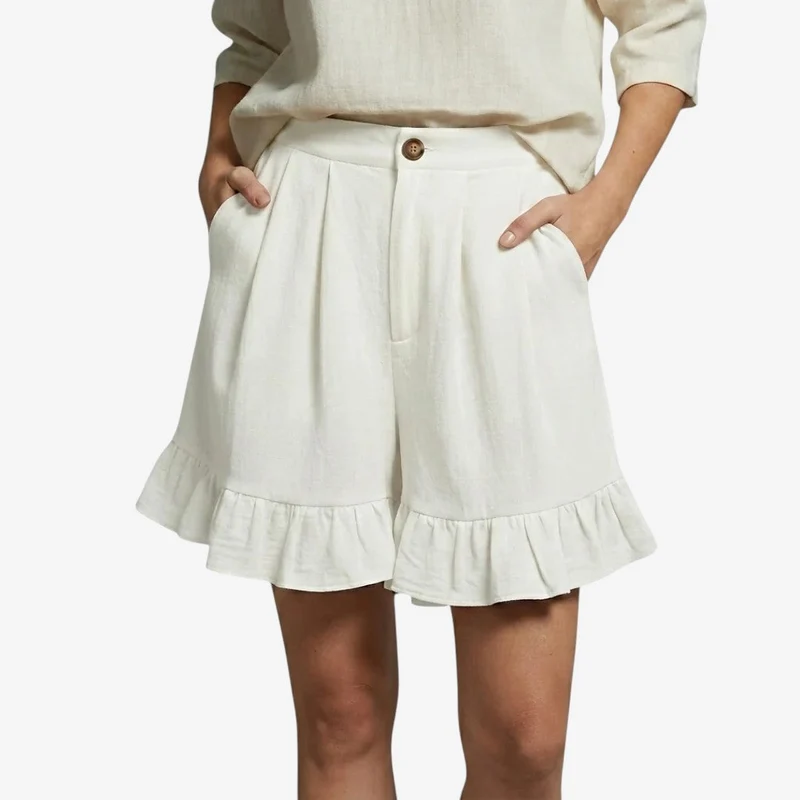Short Femme Taille Haute avec Volants