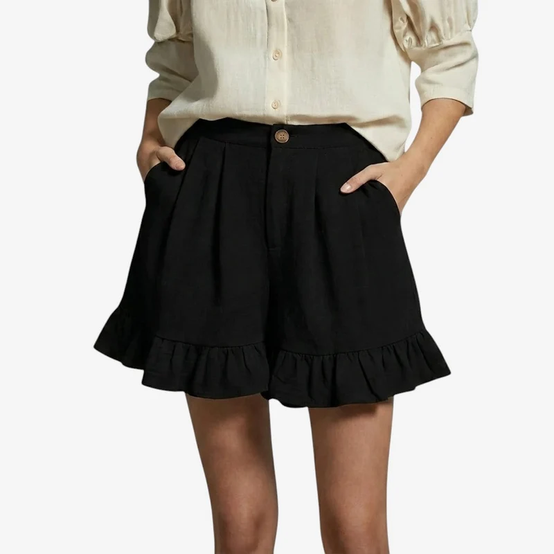 Short Femme Taille Haute avec Volants
