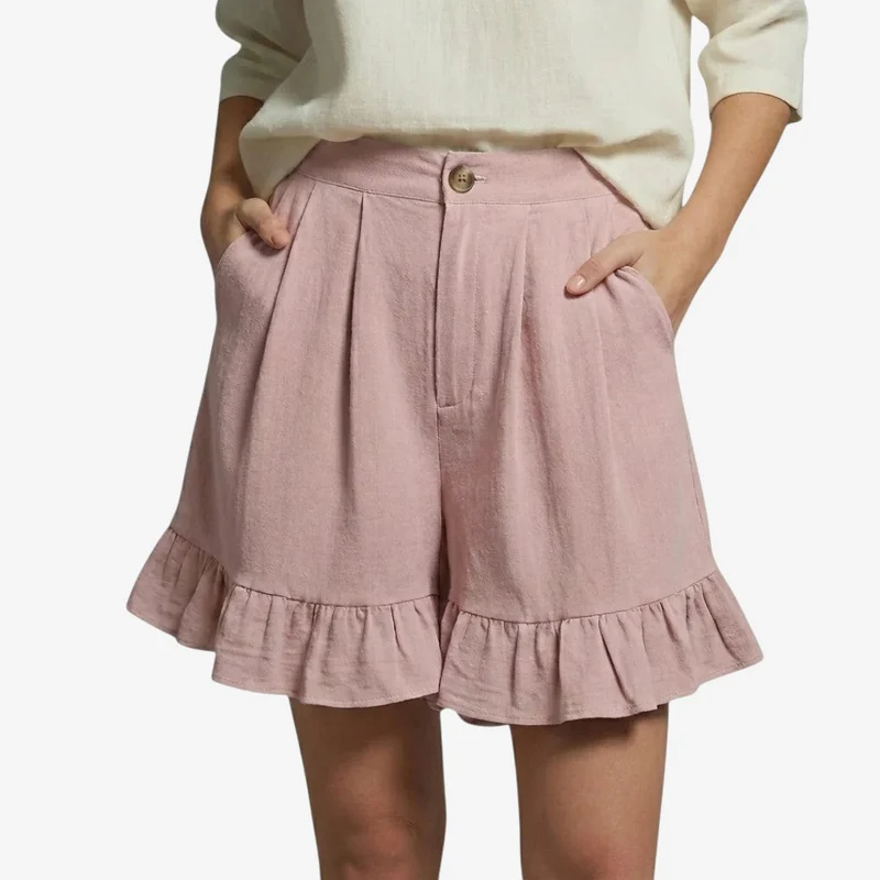 Short Femme Taille Haute avec Volants