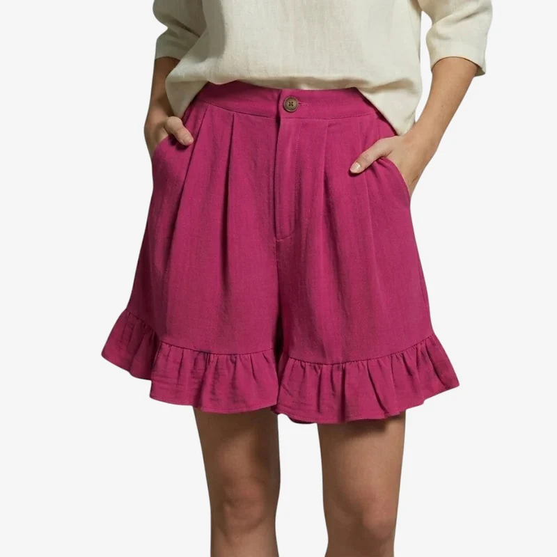 Short Femme Taille Haute avec Volants