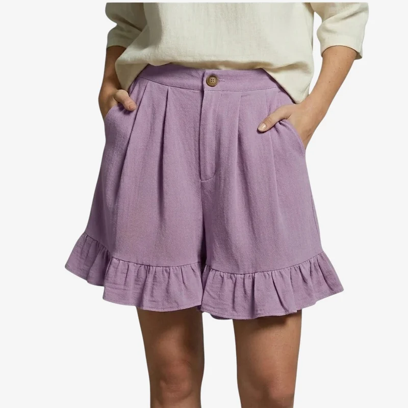 Short Femme Taille Haute avec Volants