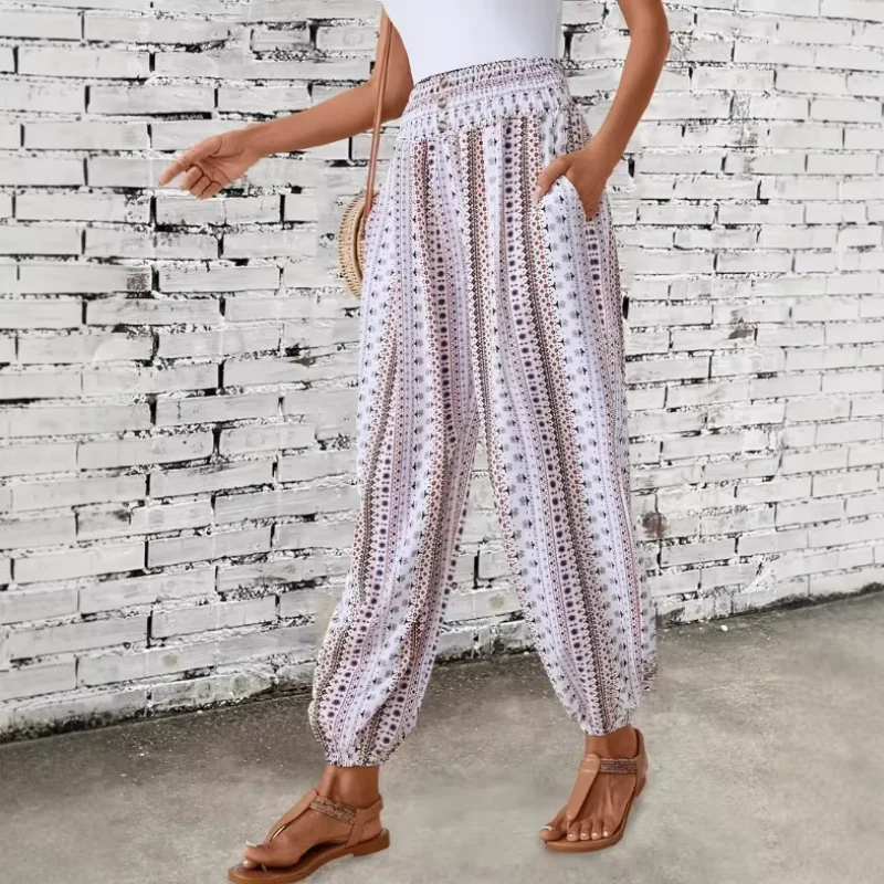 Pantalon Femme Imprimé Élastique Décontracté