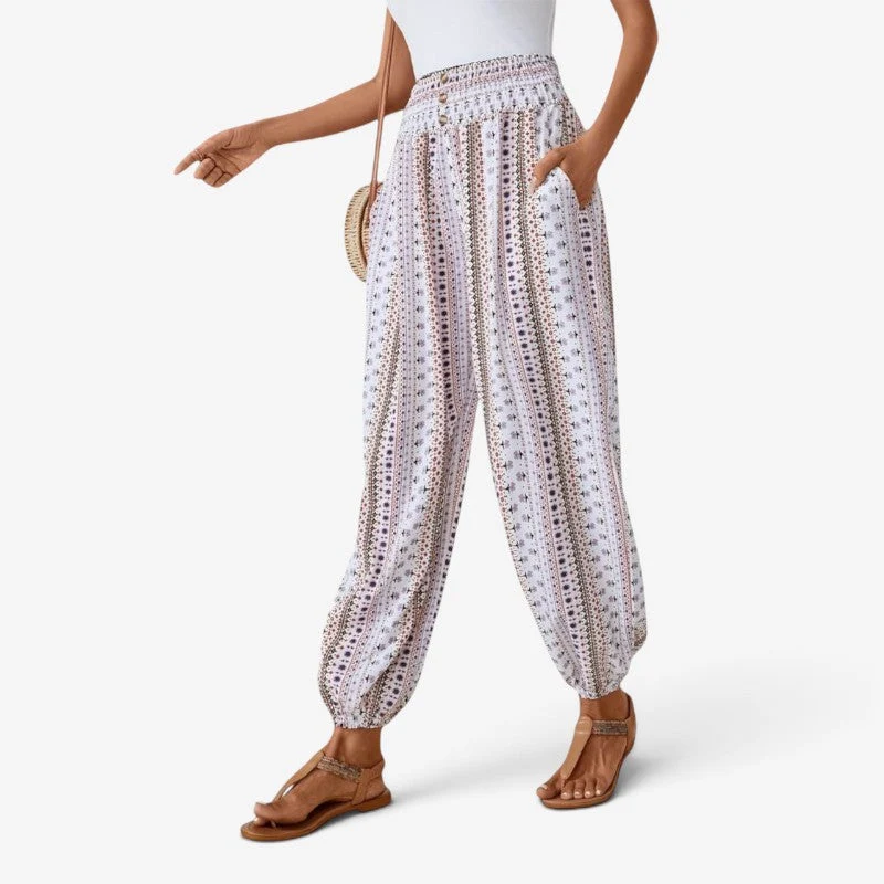 Pantalon Femme Imprimé Élastique Décontracté