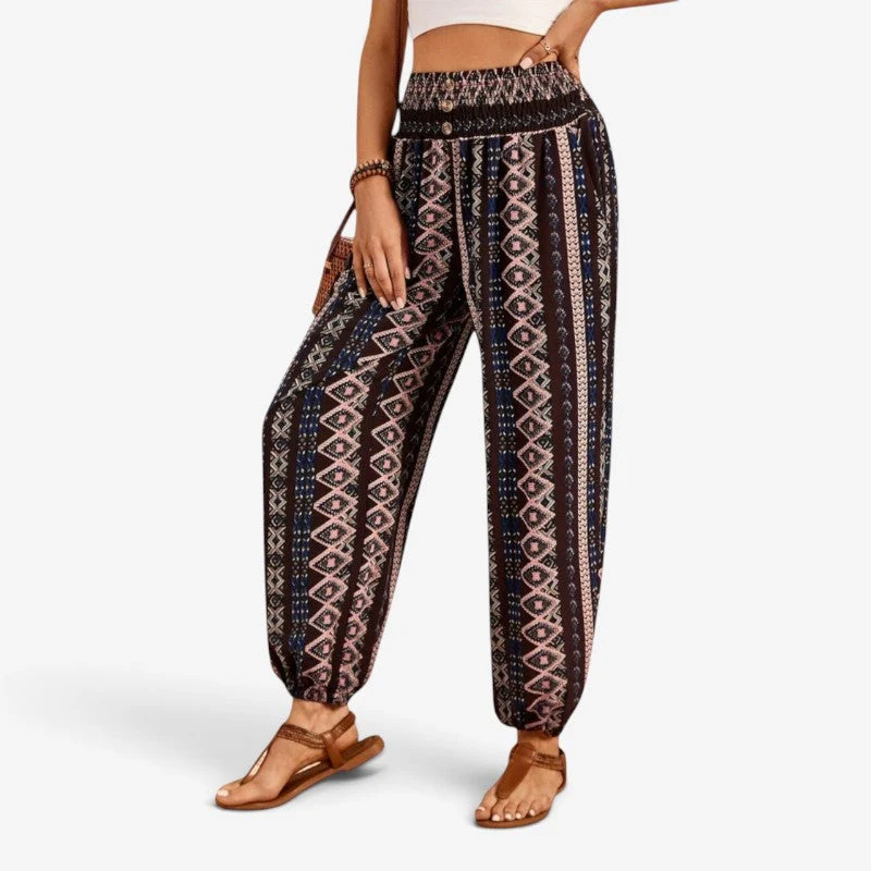 Pantalon Femme Imprimé Élastique Décontracté